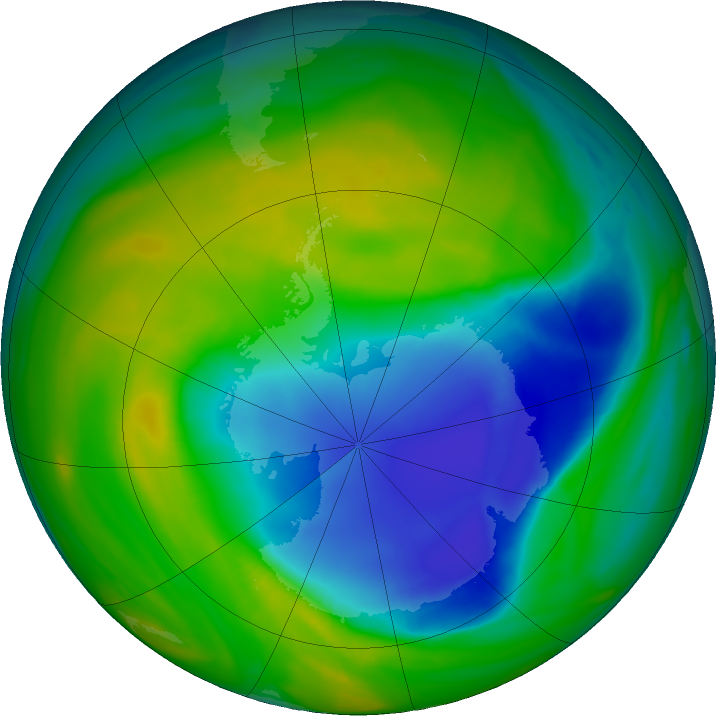Antarctic ozone map for 20 November 2018